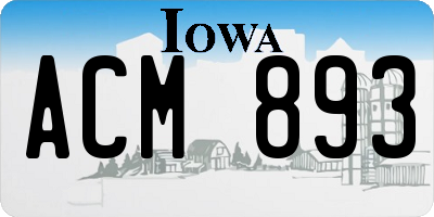 IA license plate ACM893