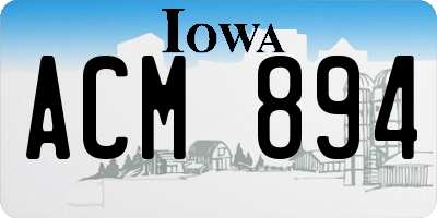 IA license plate ACM894