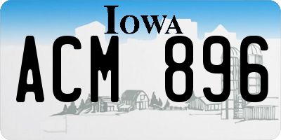 IA license plate ACM896