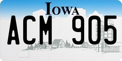 IA license plate ACM905