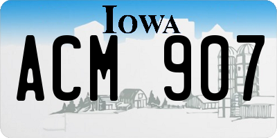 IA license plate ACM907