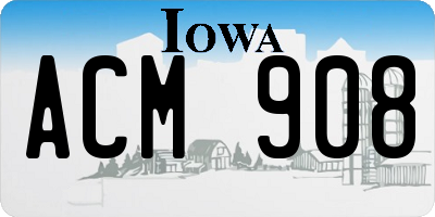 IA license plate ACM908