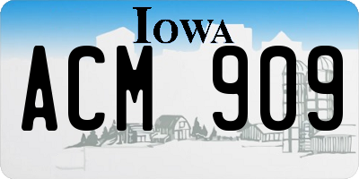 IA license plate ACM909