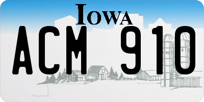 IA license plate ACM910