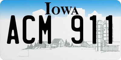 IA license plate ACM911