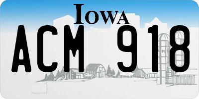 IA license plate ACM918