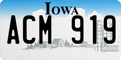 IA license plate ACM919