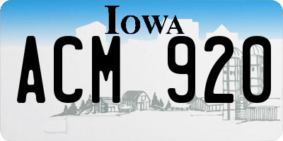 IA license plate ACM920