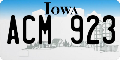 IA license plate ACM923