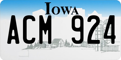 IA license plate ACM924