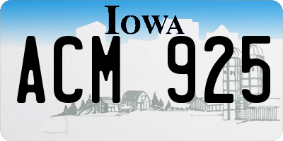 IA license plate ACM925