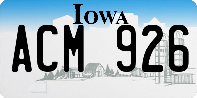IA license plate ACM926