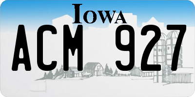 IA license plate ACM927