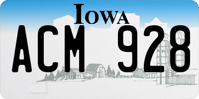 IA license plate ACM928