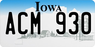 IA license plate ACM930