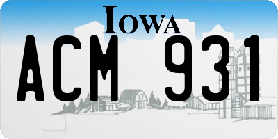 IA license plate ACM931