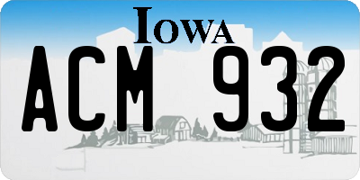 IA license plate ACM932