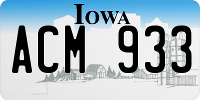 IA license plate ACM933