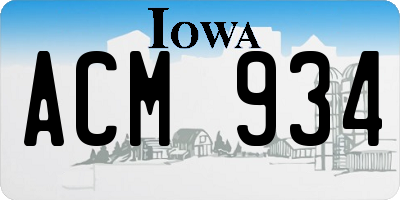 IA license plate ACM934