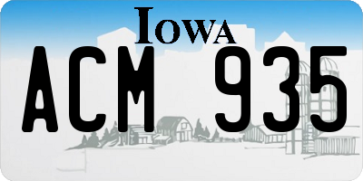 IA license plate ACM935