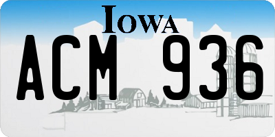 IA license plate ACM936