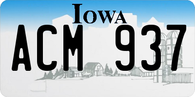 IA license plate ACM937