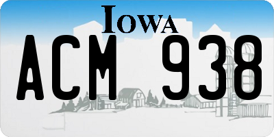 IA license plate ACM938