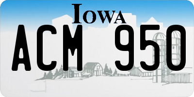 IA license plate ACM950