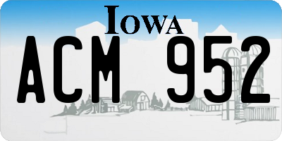 IA license plate ACM952