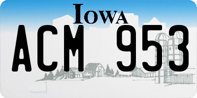 IA license plate ACM953