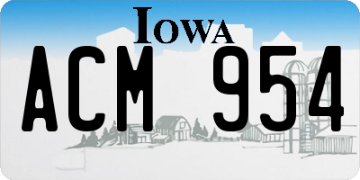 IA license plate ACM954