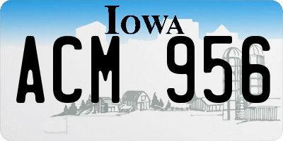 IA license plate ACM956