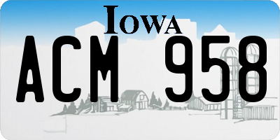 IA license plate ACM958
