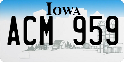 IA license plate ACM959
