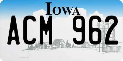 IA license plate ACM962