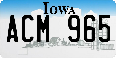 IA license plate ACM965