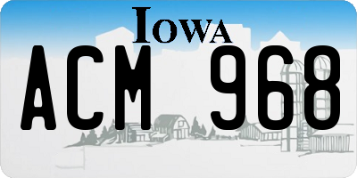 IA license plate ACM968
