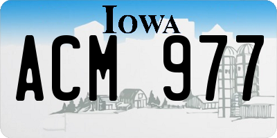 IA license plate ACM977
