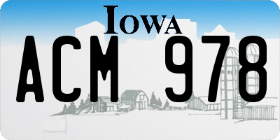 IA license plate ACM978
