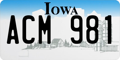 IA license plate ACM981