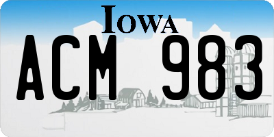 IA license plate ACM983