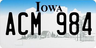 IA license plate ACM984