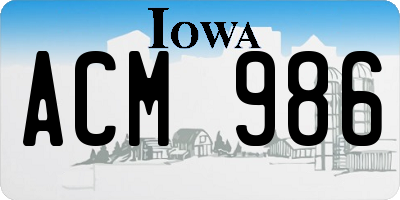 IA license plate ACM986