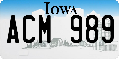 IA license plate ACM989