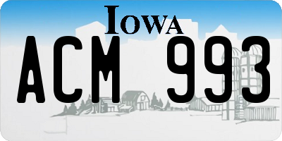 IA license plate ACM993
