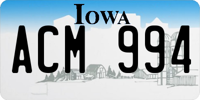 IA license plate ACM994