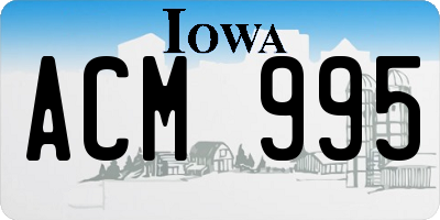 IA license plate ACM995