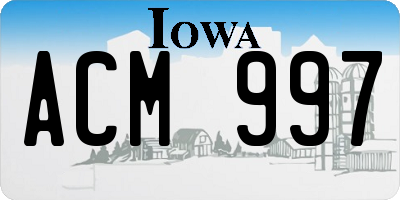 IA license plate ACM997