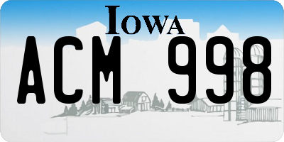 IA license plate ACM998