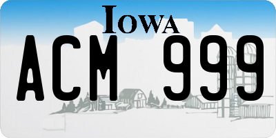 IA license plate ACM999